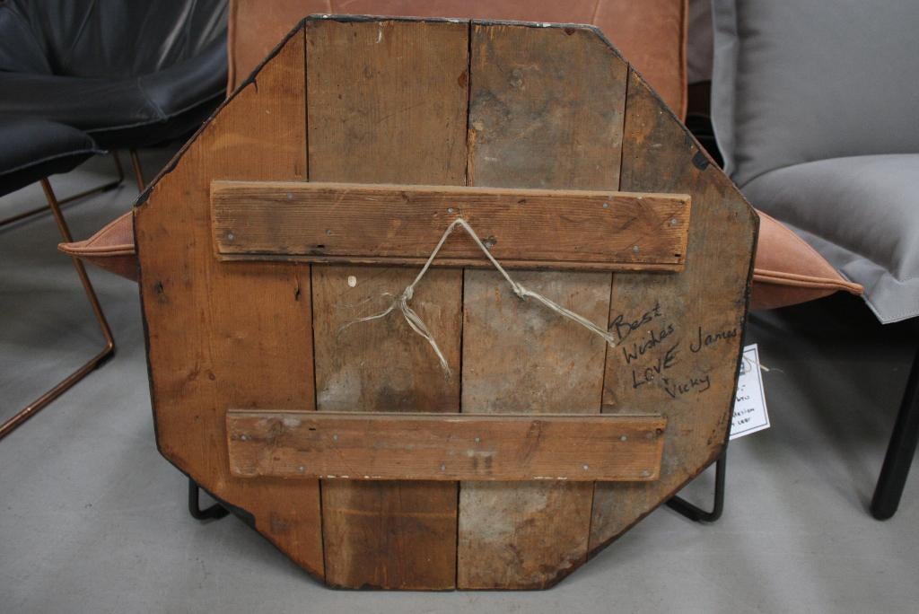 Uniek oud houten bord BARBER kapper vintage wandbord reclame, Ophalen of Verzenden, Gebruikt