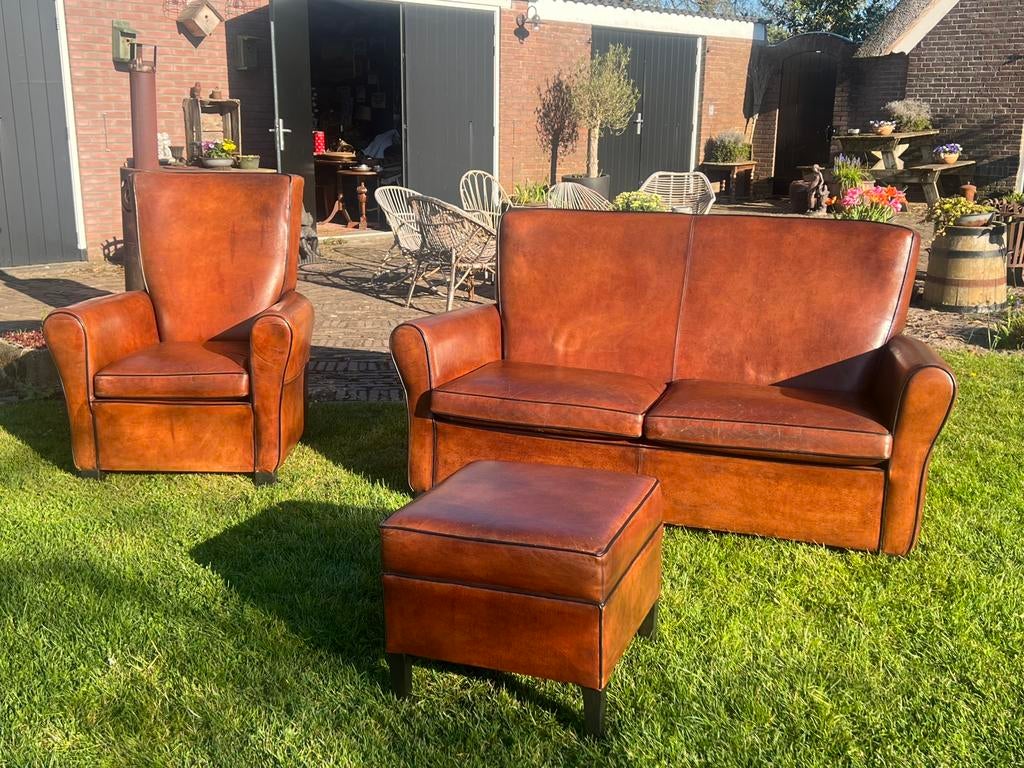 Mooie schapenleren set, Ophalen, Gebruikt, 150 tot 200 cm, Tweepersoons