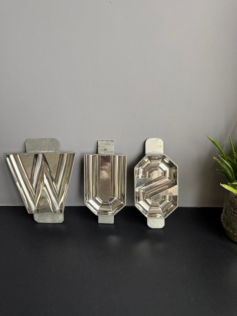 Vintage metalen chocolade letter mallen W, U, S, Ophalen of Verzenden