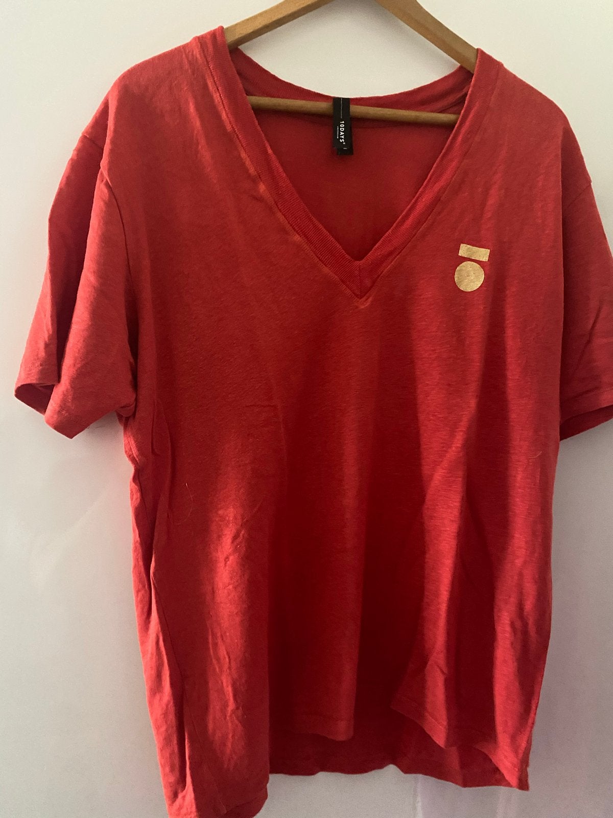 10DAYS Amsterdam Rood Katoenen T-shirt Maat 2 (M), Maat 38/40 (M), Ophalen of Verzenden, Zo goed als nieuw, Korte mouw