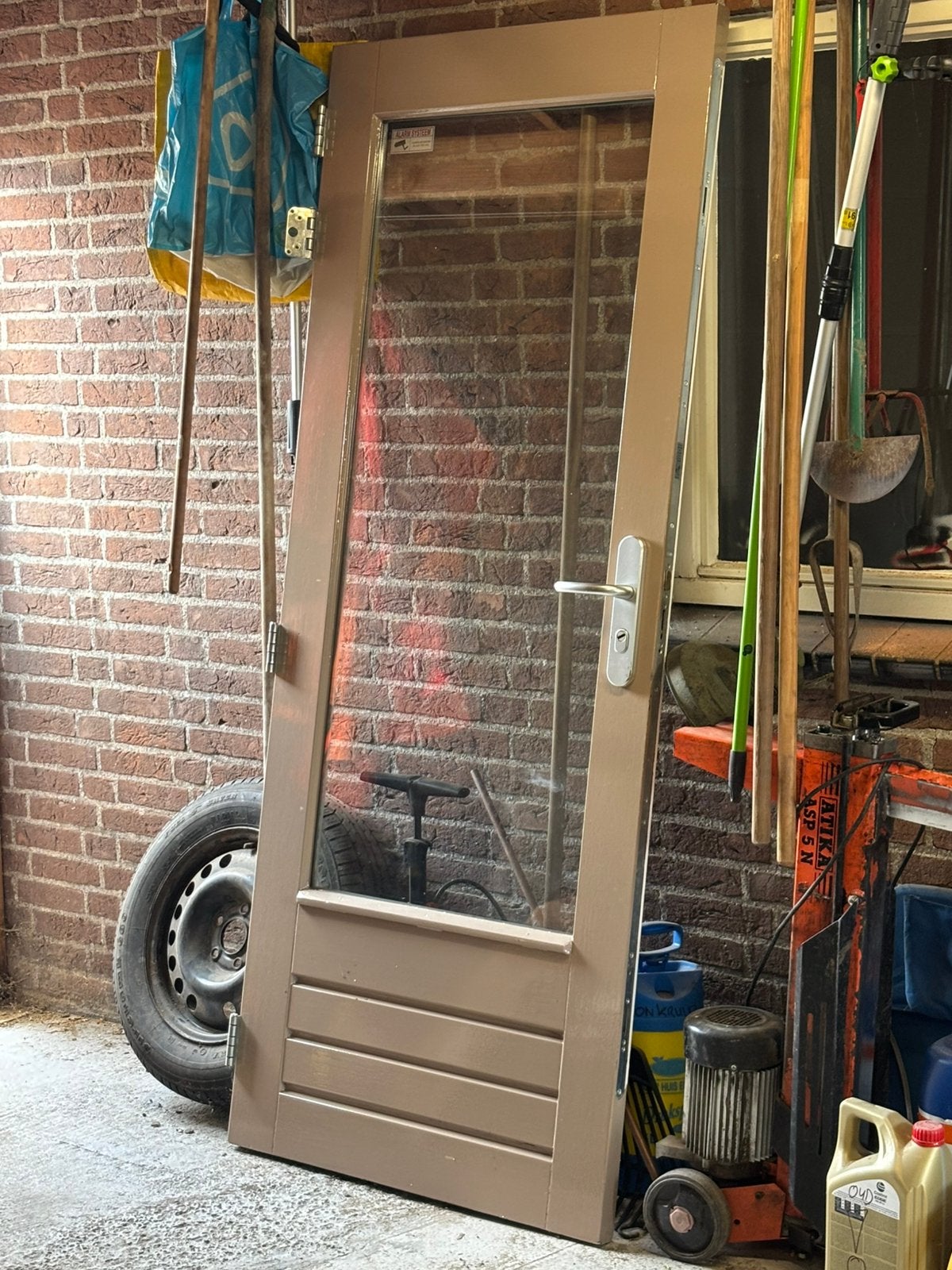 Hardhouten deur zonder kozijn, Ophalen, 200 tot 215 cm, Glas, Buitendeur