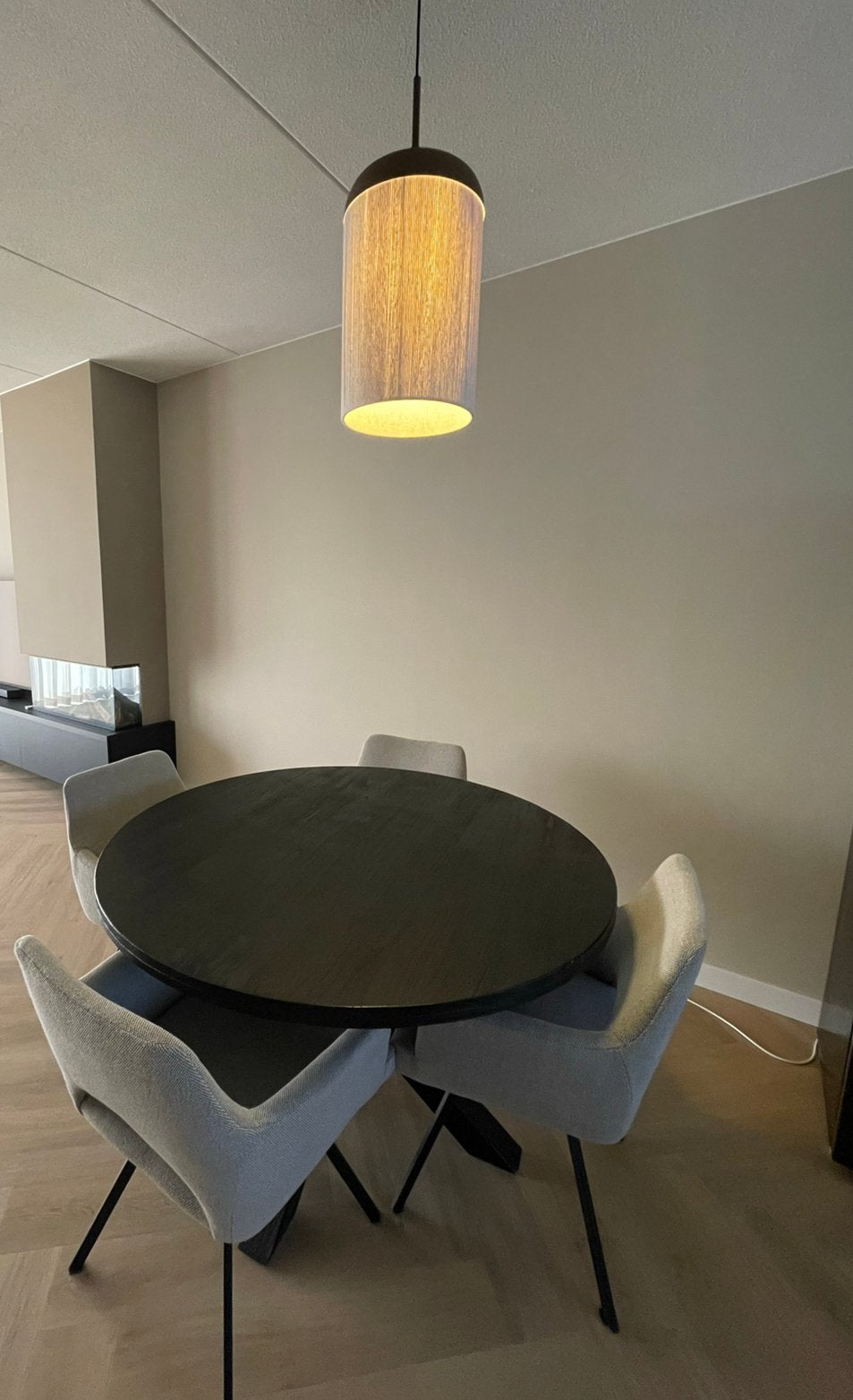 Eetkamerset (ronde tafel + 4 stoelen), Huis en Inrichting, Tafels | Eettafels, Ophalen, Gebruikt, Vier personen, 100 tot 150 cm