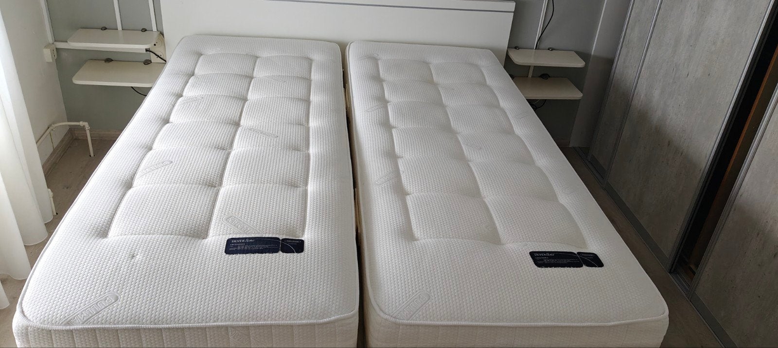 2x Pullman Silverline Excellence matrassen + 2 lattenbodems, 210 cm, Tweepersoons, Ophalen of Verzenden, Zo goed als nieuw