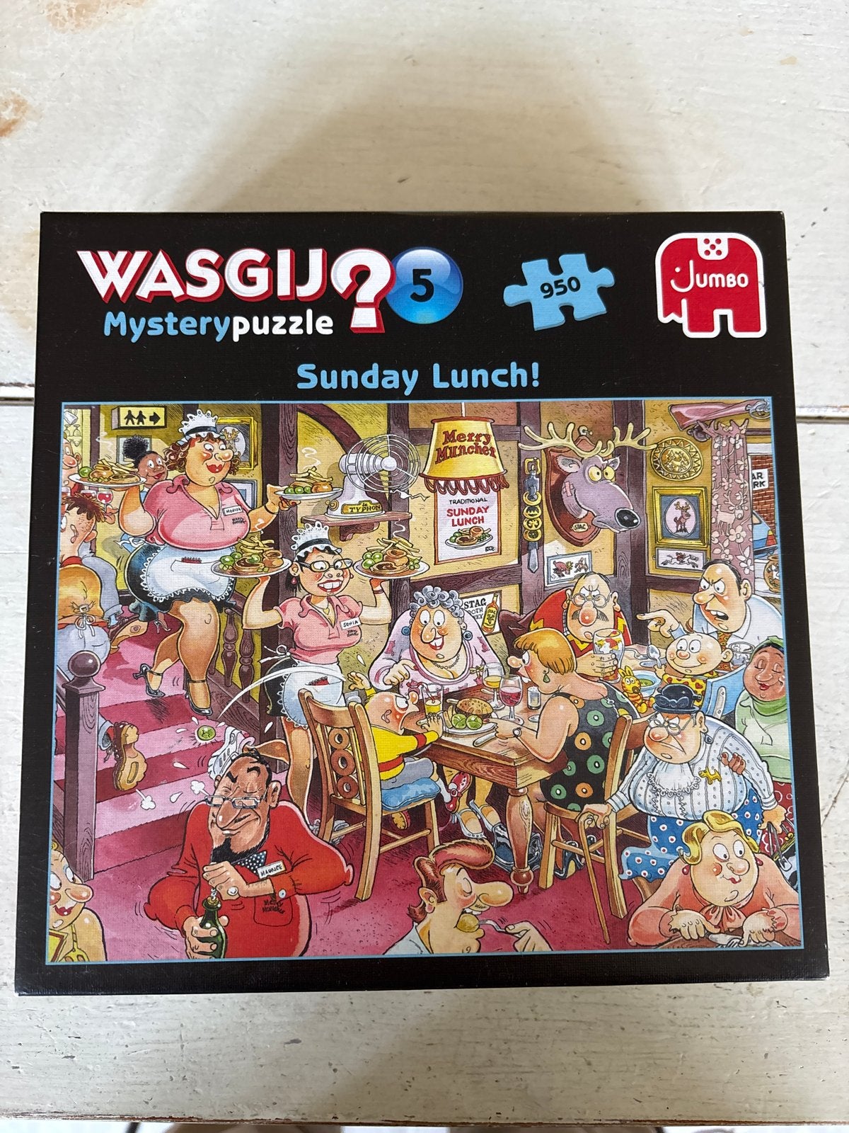 Wasgij Mysterypuzzel 5: Sunday Lunch! (950 stukjes), Ophalen of Verzenden, 500 t/m 1500 stukjes, Gebruikt, Legpuzzel