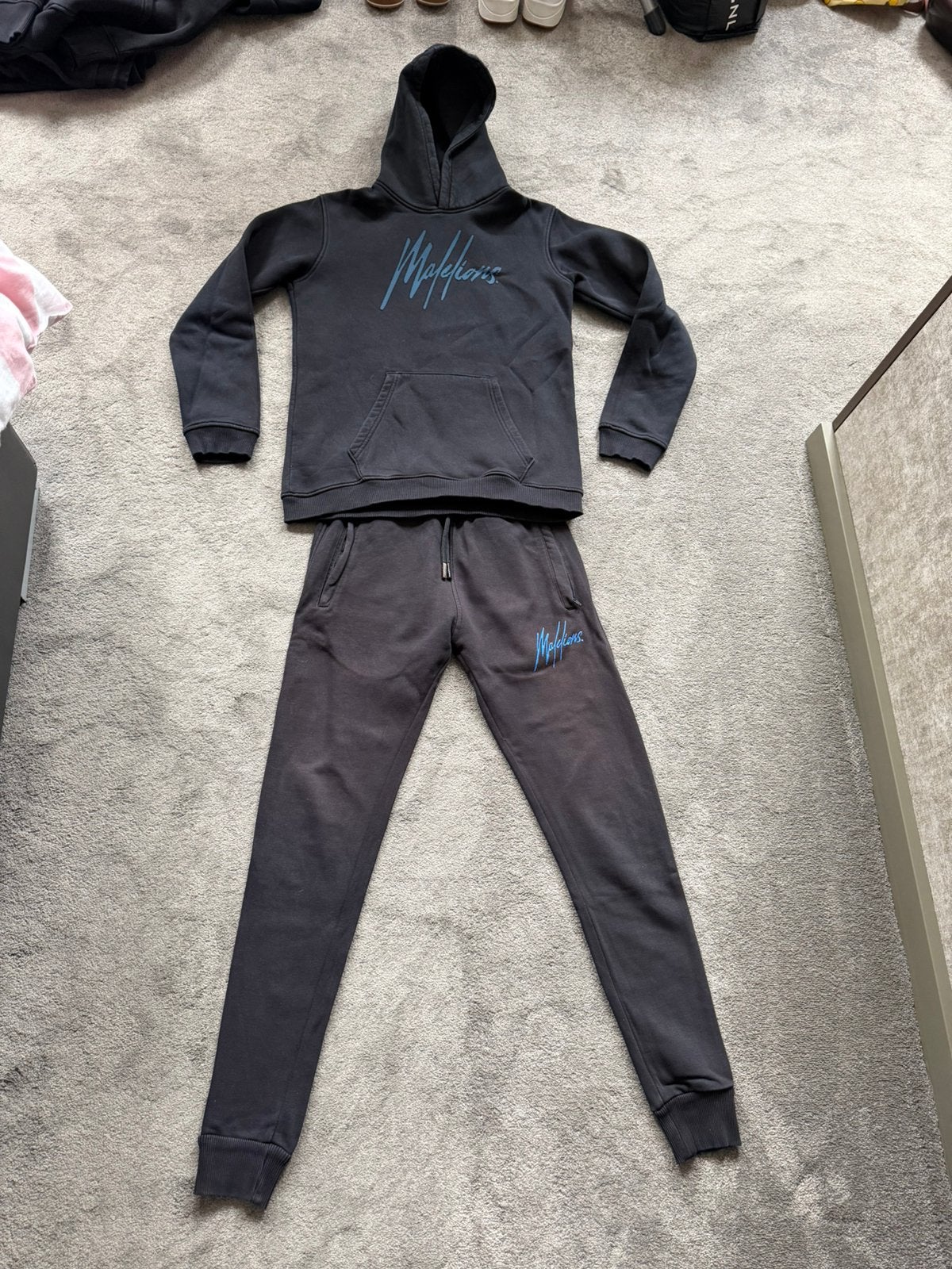 Joggingpak Malelions zwart 2-delig mt 176/XS, Ophalen of Verzenden, Zo goed als nieuw, Jongen, Setje