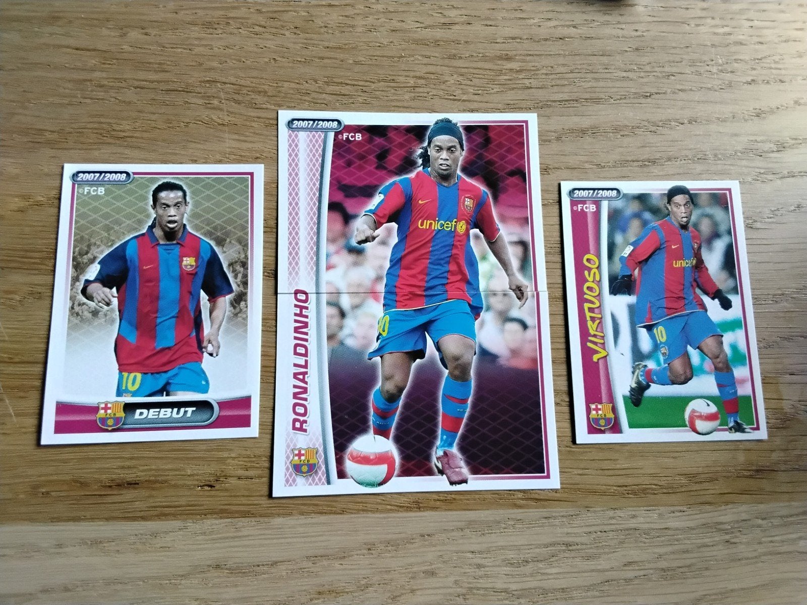 4 Ronaldinho Panini stickers 2007/2008 FC Barcelona, Ophalen of Verzenden, Zo goed als nieuw, Buitenlandse clubs, Poster, Plaatje of Sticker