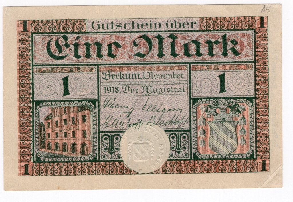 Duitsland noodgeld 1 Mark Becken 1918, Verzenden, Duitsland