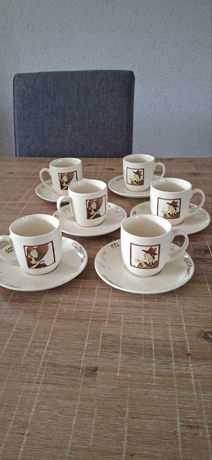 Vitage Jet by Ter Steege 6 koffie/theekopjes met schotels, Ophalen, Keramiek, Vintage, Zo goed als nieuw