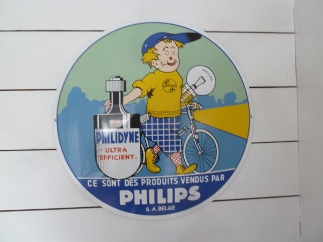 emaille reclamebord PHILIDYNE rijwiel antieke fiets, Ophalen of Verzenden, Nieuw, Reclamebord