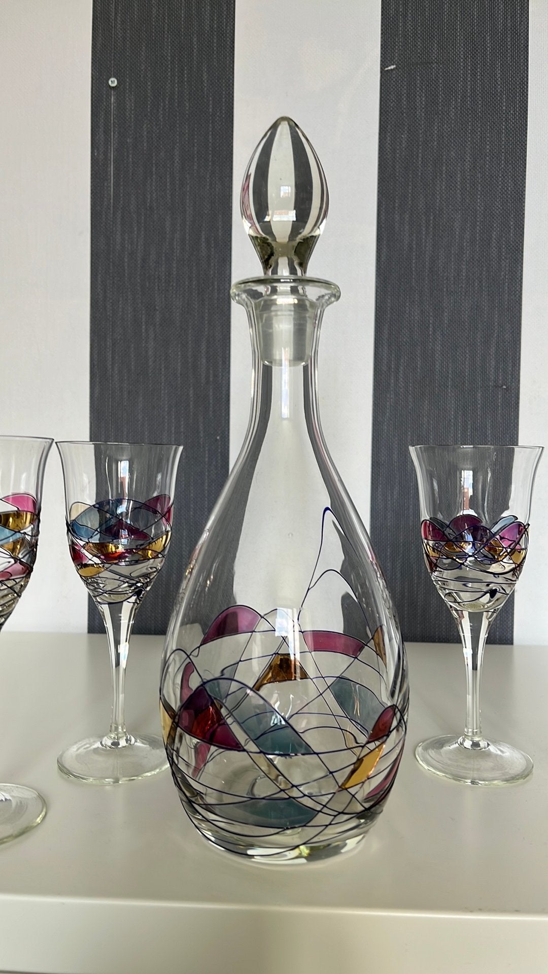 Karaf met 4 glazen, Antiek en Kunst, Antiek | Glas en Kristal, Ophalen
