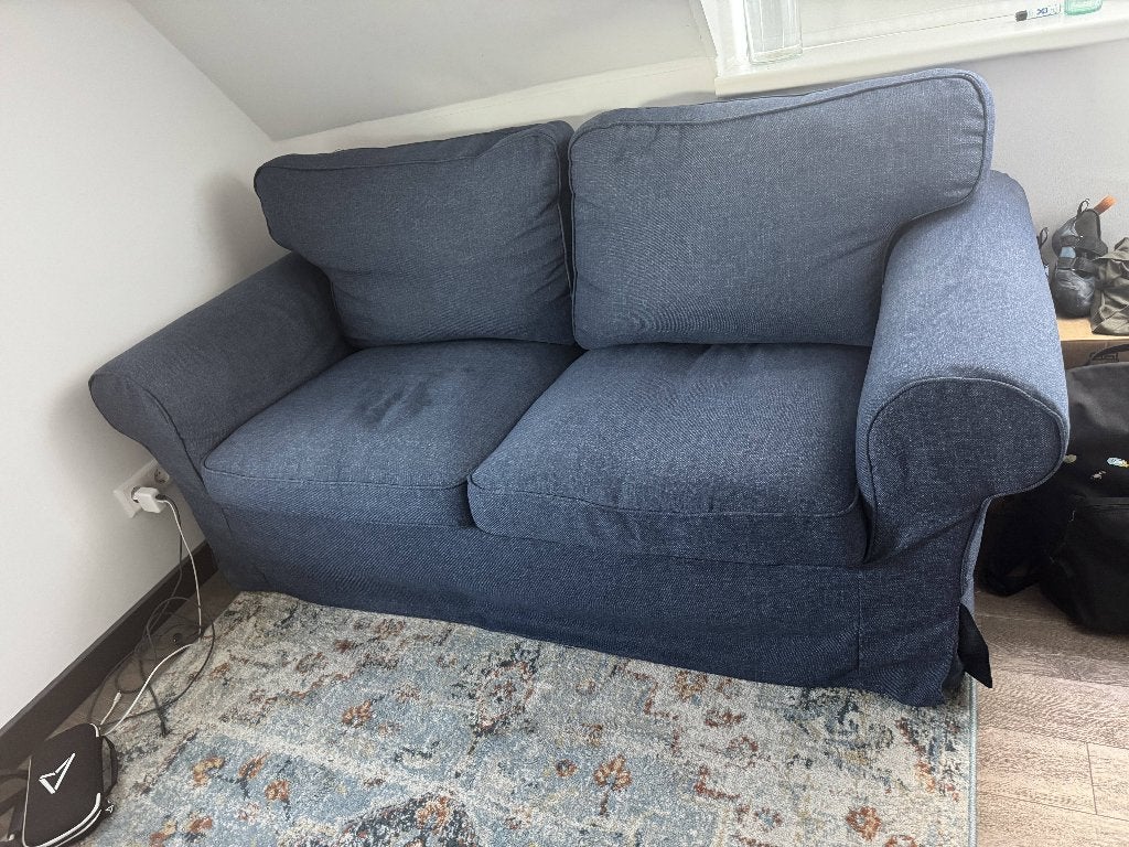 IKEA EKTORP 2-zitsbank donkerblauw – zeer goede staat, Ophalen, 150 tot 200 cm, Tweepersoons, 75 tot 100 cm