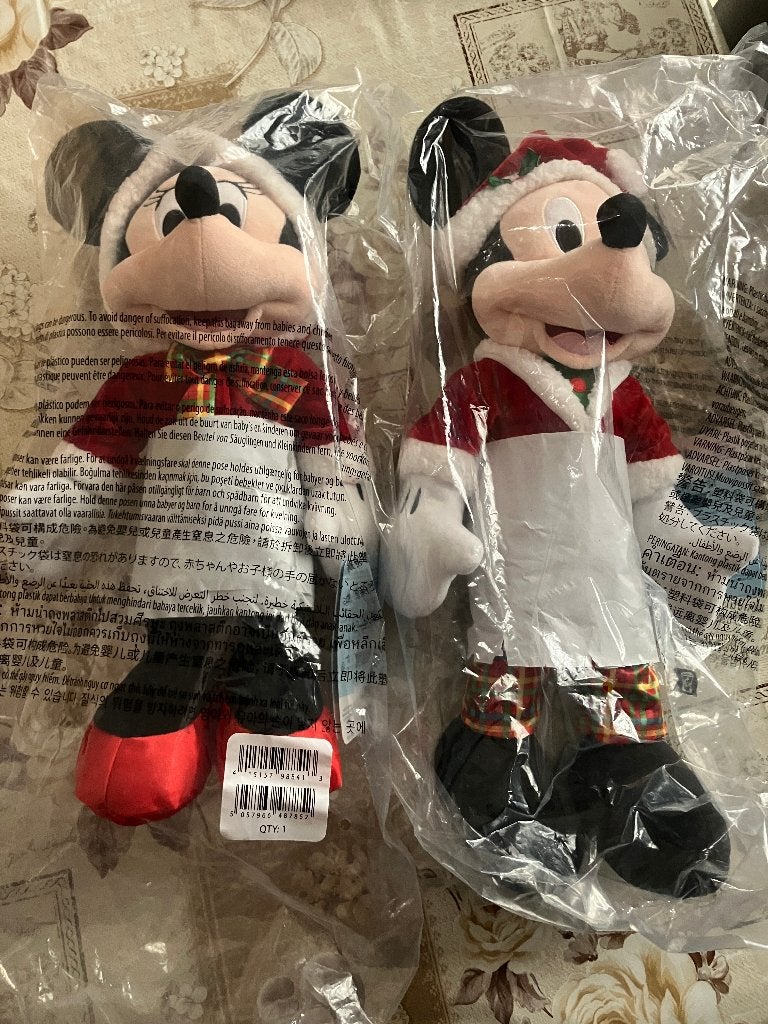 Mickey & Minnie Mouse kerstknuffels - Disney Store, Ophalen of Verzenden, Mickey Mouse, Nieuw, Knuffel