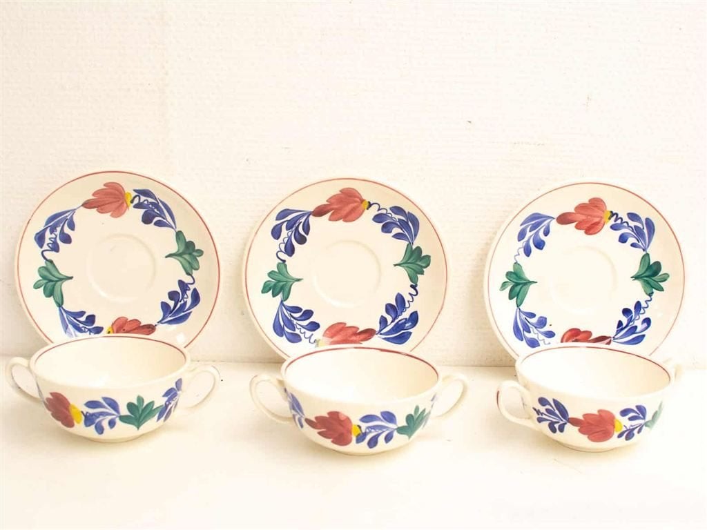 6 delig 3 kopjes 3 schoteltjes 24304, Gebruikt, Ophalen of Verzenden, Bord(en), Overige stijlen