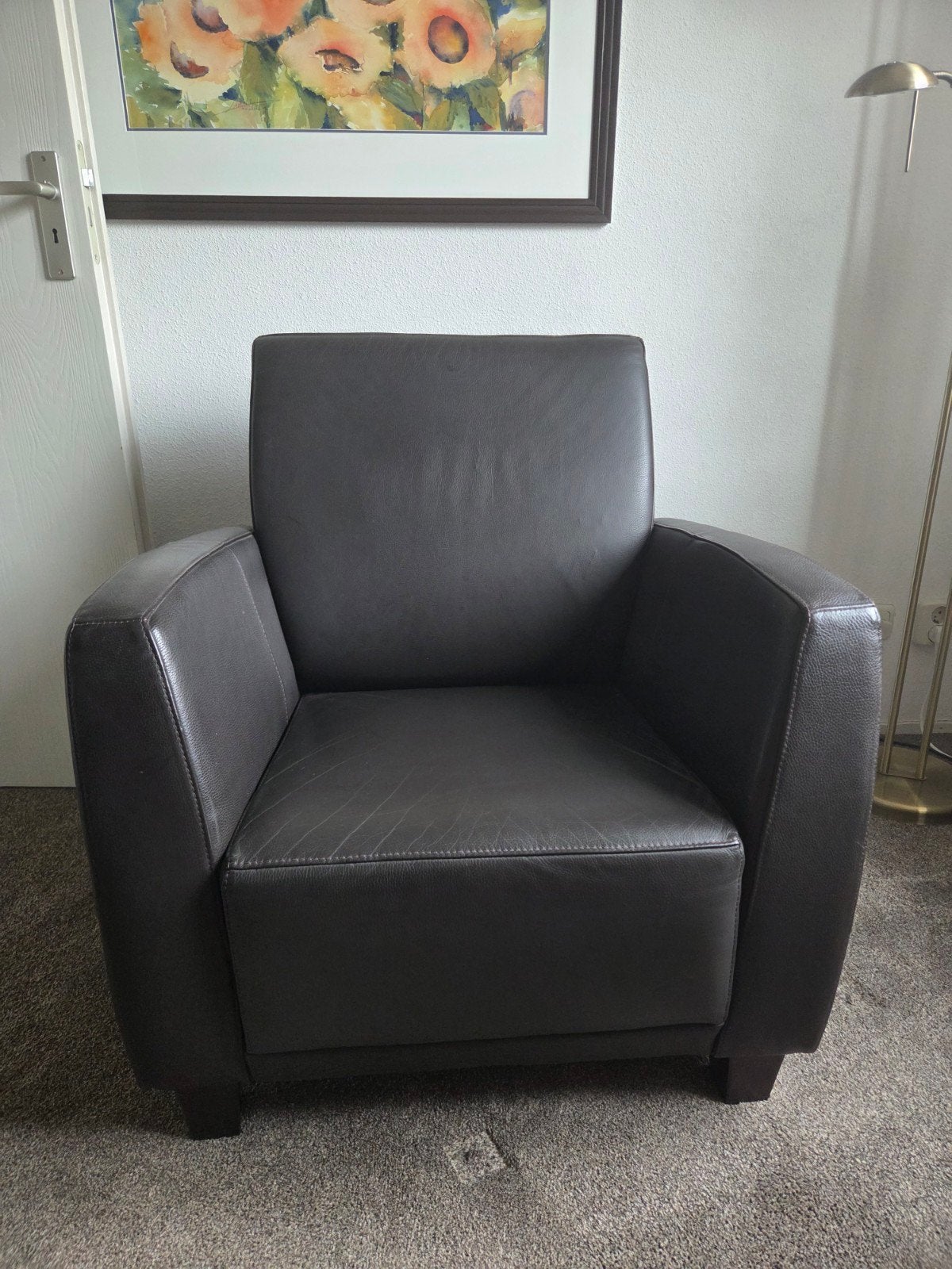 leren fauteuil Henders&Hazel, Huis en Inrichting, Ophalen, Zo goed als nieuw, 50 tot 75 cm, Tijdloos modern