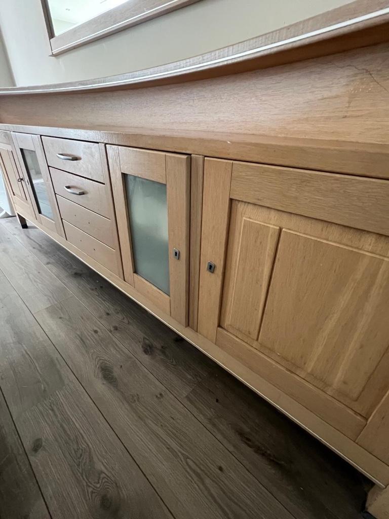 Dressoir met spiegel, Ophalen, Met plank(en), Gebruikt, Glas