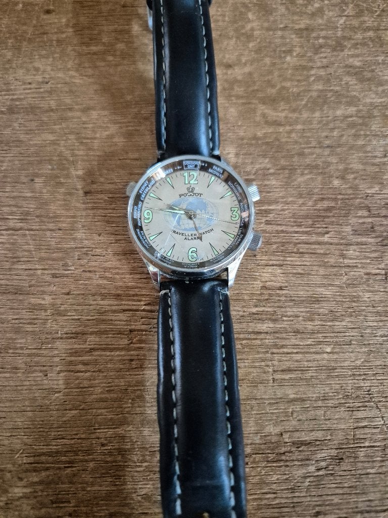 Poljot automaat Traveller watch alarm Russisch, Overige merken, Staal, Polshorloge, Ophalen of Verzenden