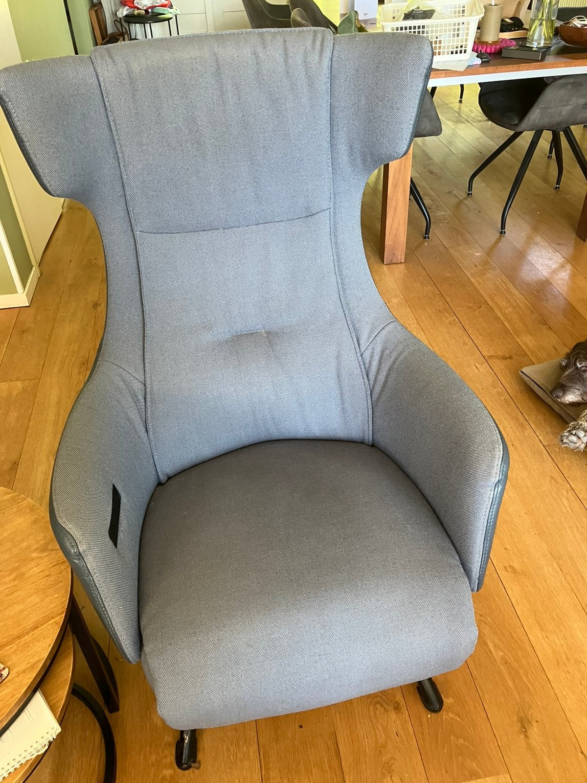 Niet draaibare electrische relax fauteuil, Huis en Inrichting, Ophalen, Gebruikt, Minder dan 75 cm, Leer