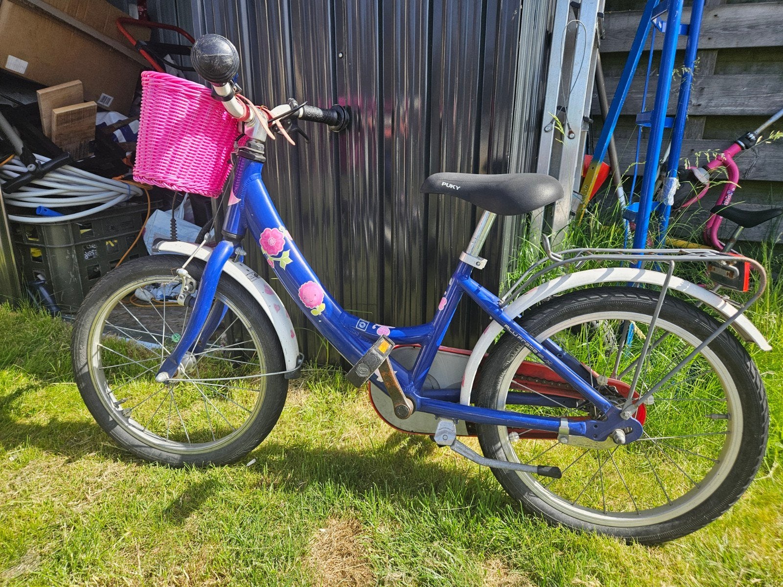 Leuke meisjesfiets - Blauw met roze details, Ophalen, Gebruikt, Velgrem, Puky