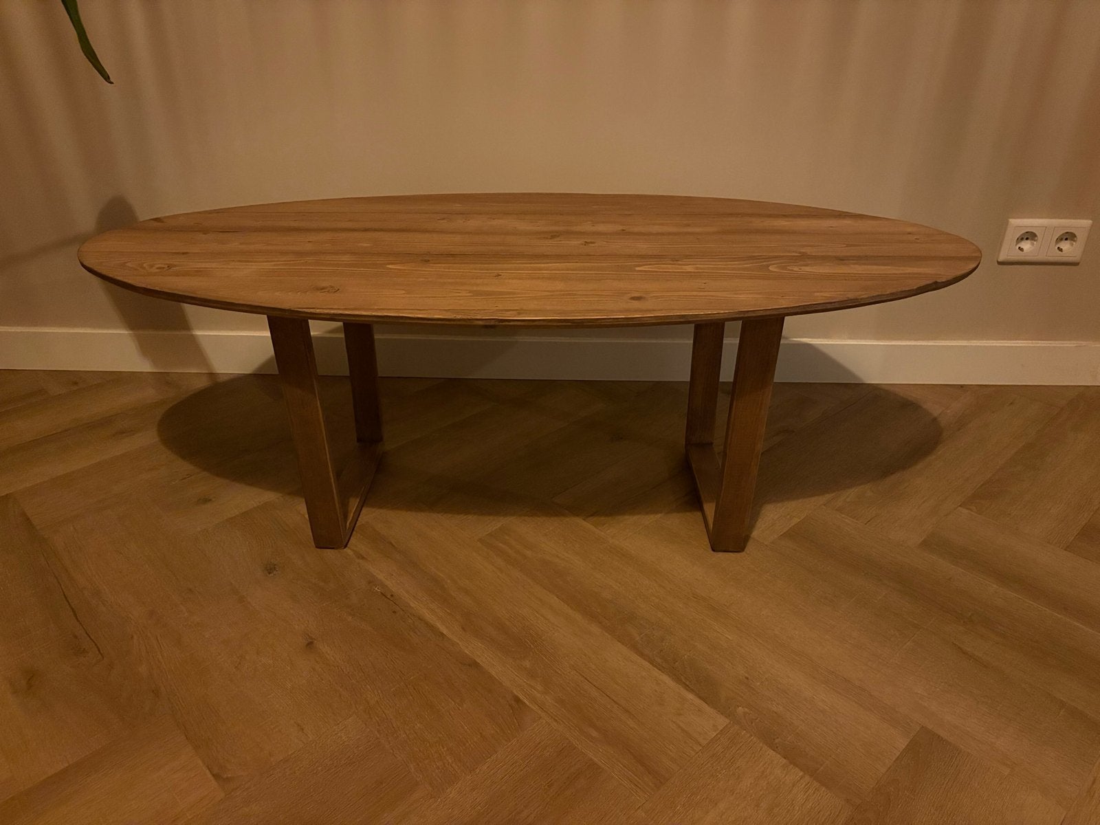 Handgemaakte Ovale Houten Salontafel (120x53cm), Ophalen, 100 tot 150 cm, Nieuw, 50 tot 100 cm