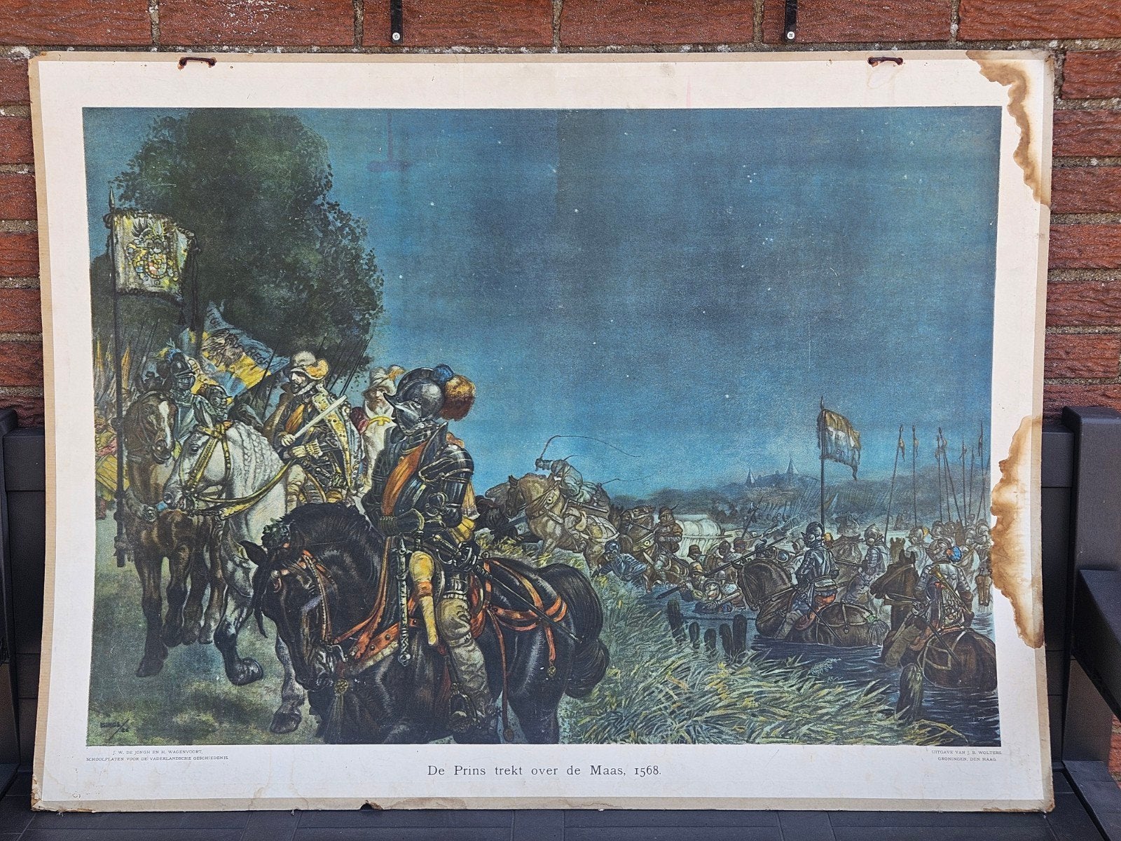 Schoolplaat "De Prins trekt over de Maas 1568", Ophalen