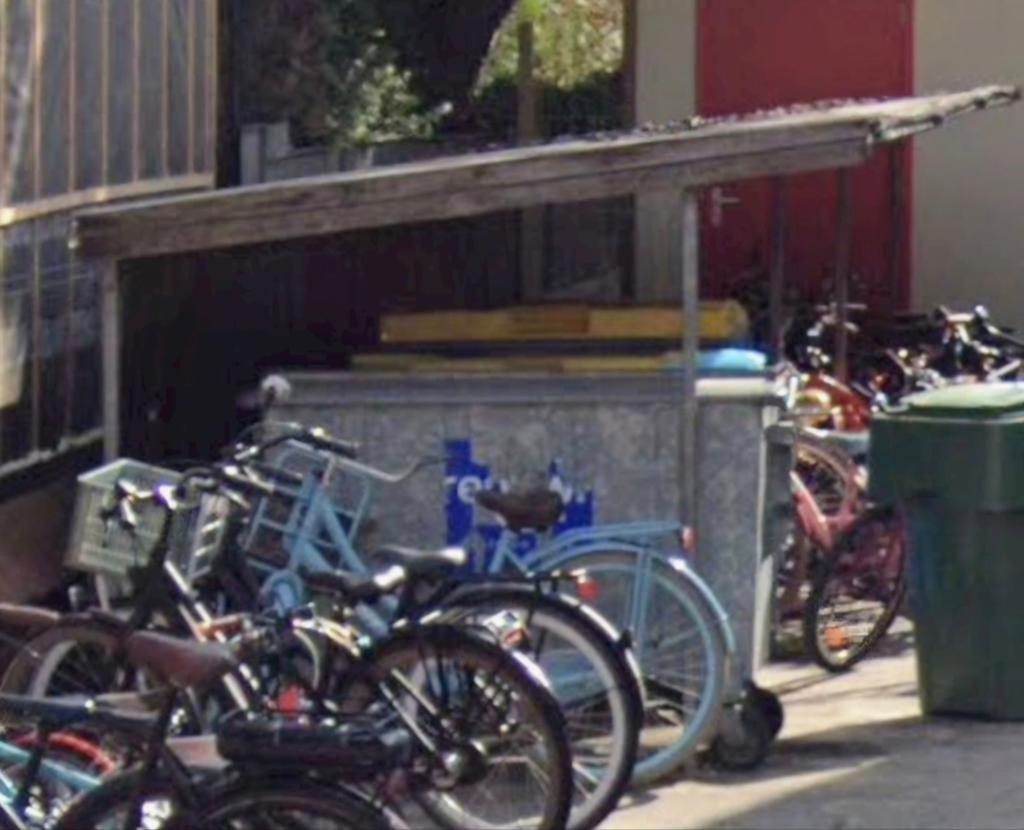 Fietsenhok metalen golfplaten en hardhouten achterwand, Doe-het-zelf en Verbouw, Ophalen of Verzenden, Gebruikt, IJzer