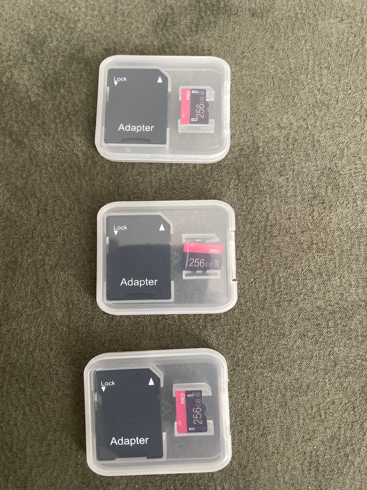 3x Samsung PRO 256GB MicroSDXC met Adapter, Audio, Tv en Foto, Ophalen, Zo goed als nieuw, Fotocamera, MicroSDXC