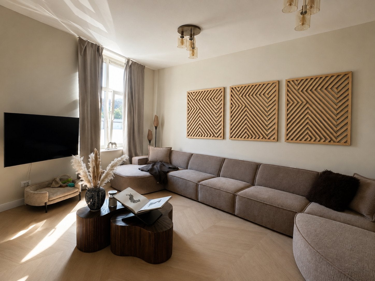 3 stuks houten abstracte wanddecoratie, Ophalen