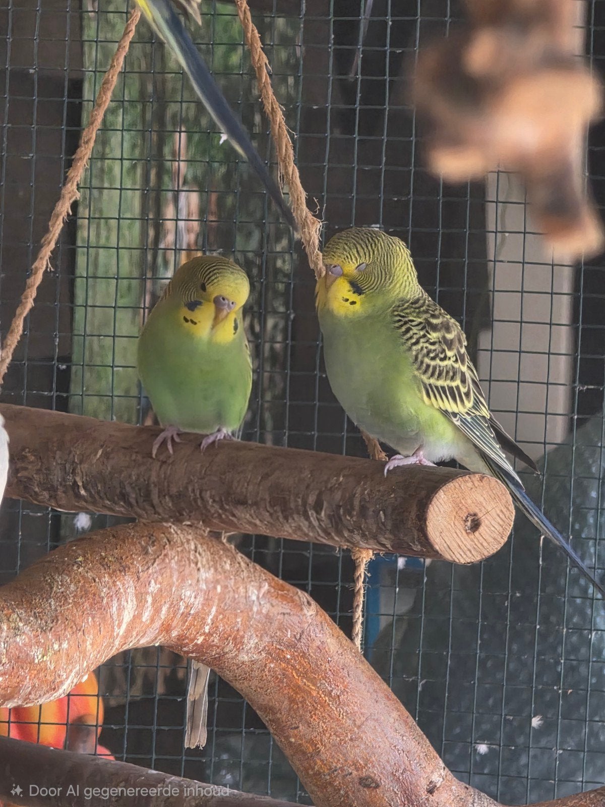 3 jonge parkieten, Meerdere dieren, Parkiet