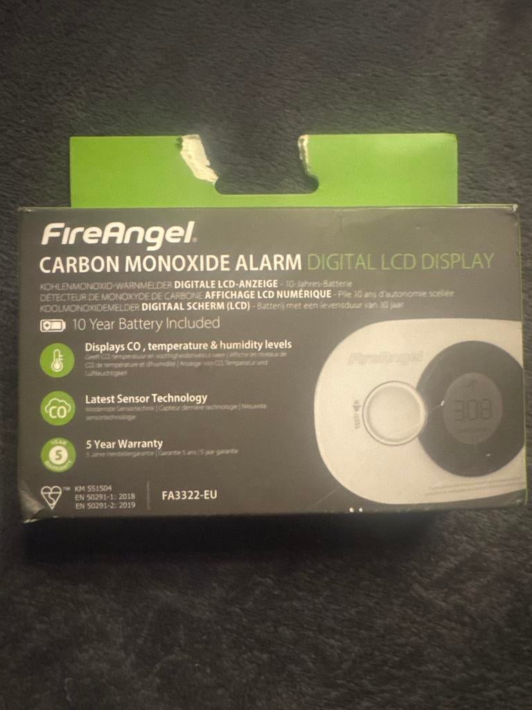 FireAngel Koolmonoxidemelder Digitaal LCD Scherm, Doe-het-zelf en Verbouw, Alarmsystemen, Detector, Sensor of Melder, Nieuw, Ophalen of Verzenden