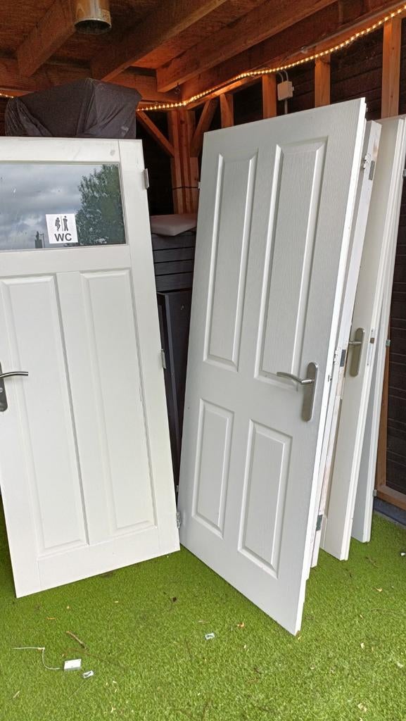 Diverse binnendeuren, wit, met en zonder glas, Doe-het-zelf en Verbouw, Gebruikt, 80 tot 100 cm, Binnendeur, Ophalen of Verzenden
