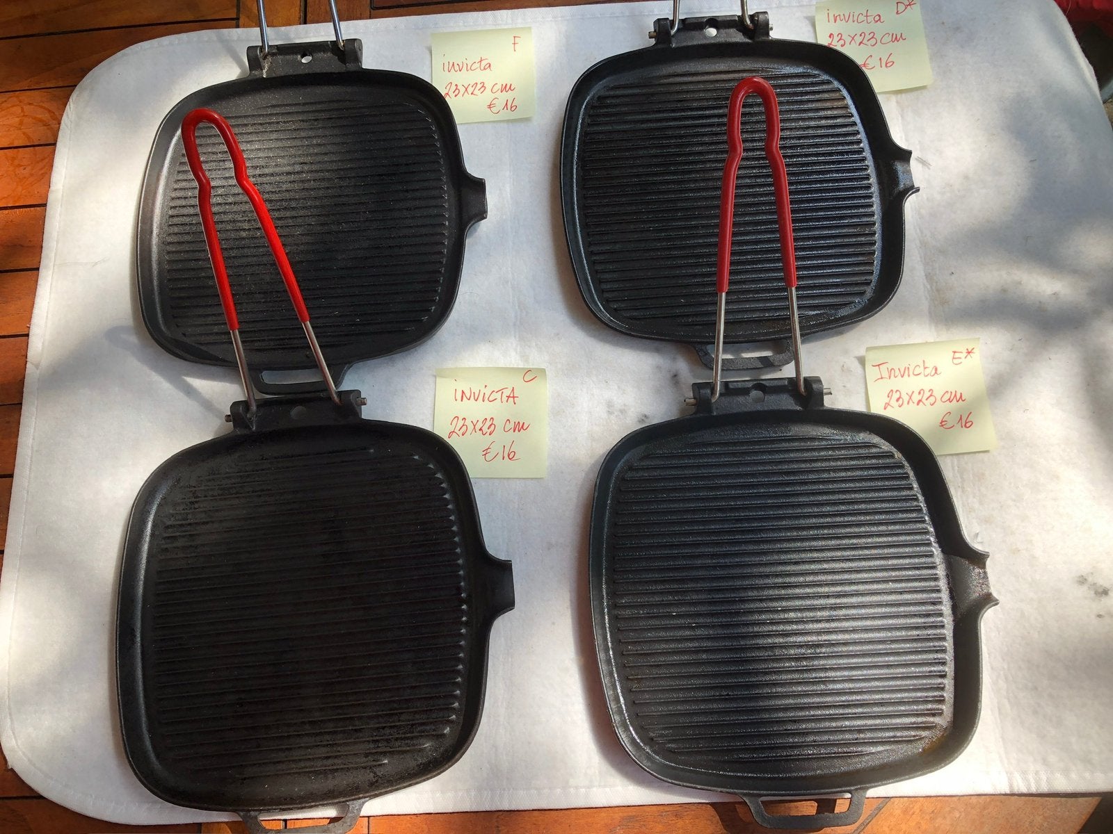 t.k.SALE 💶💶4x Invicta grilleplaat gietijzer 23x23cm, Ophalen, Nieuw, Gietijzer