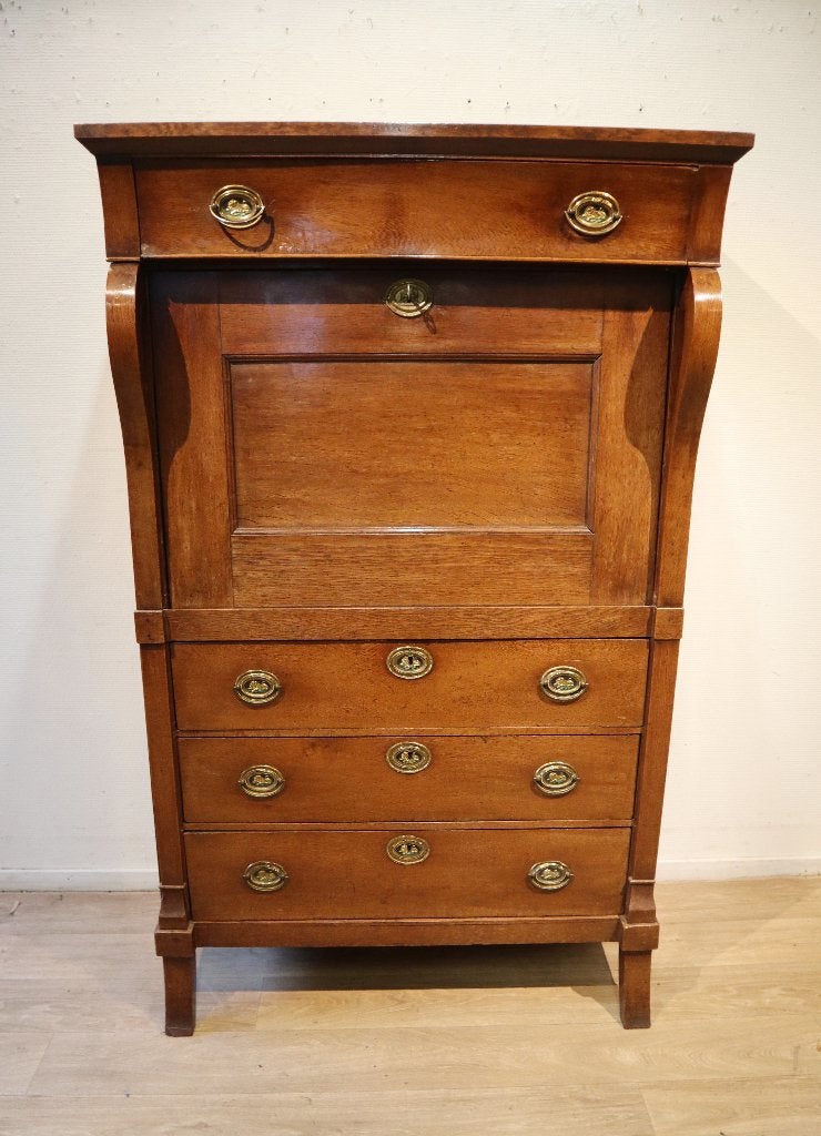 Antieke Hollandse secretaire à abbatant, klepbureau, Ophalen of Verzenden