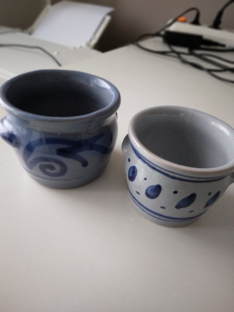 twee keulse potjes 7 en 6 cm hoog, Antiek en Kunst, Ophalen of Verzenden