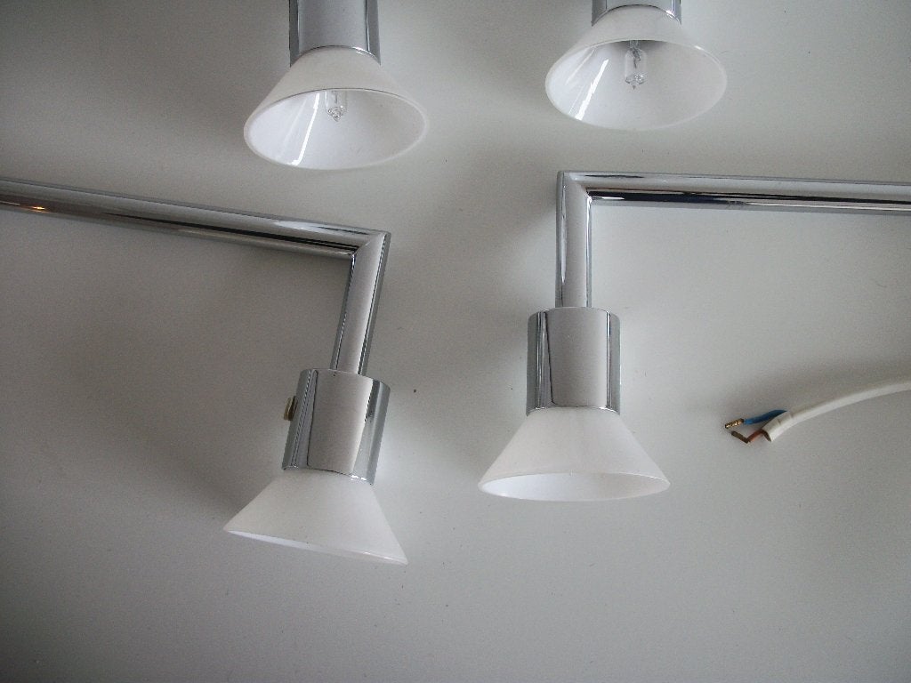 4x Wandlamp Spiegellamp - Zilver - Wit matglas - zgan, Metaal, Wit, Overige merken, Ophalen of Verzenden