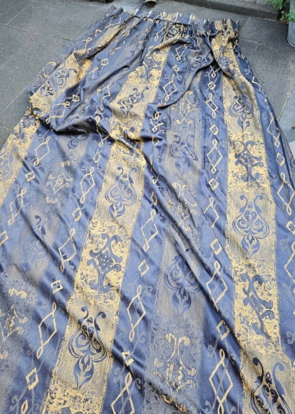 Overgordijn stof, barok. Mooi voor kostuums., Overige materialen, Gebruikt, Blauw, 120 cm of meer