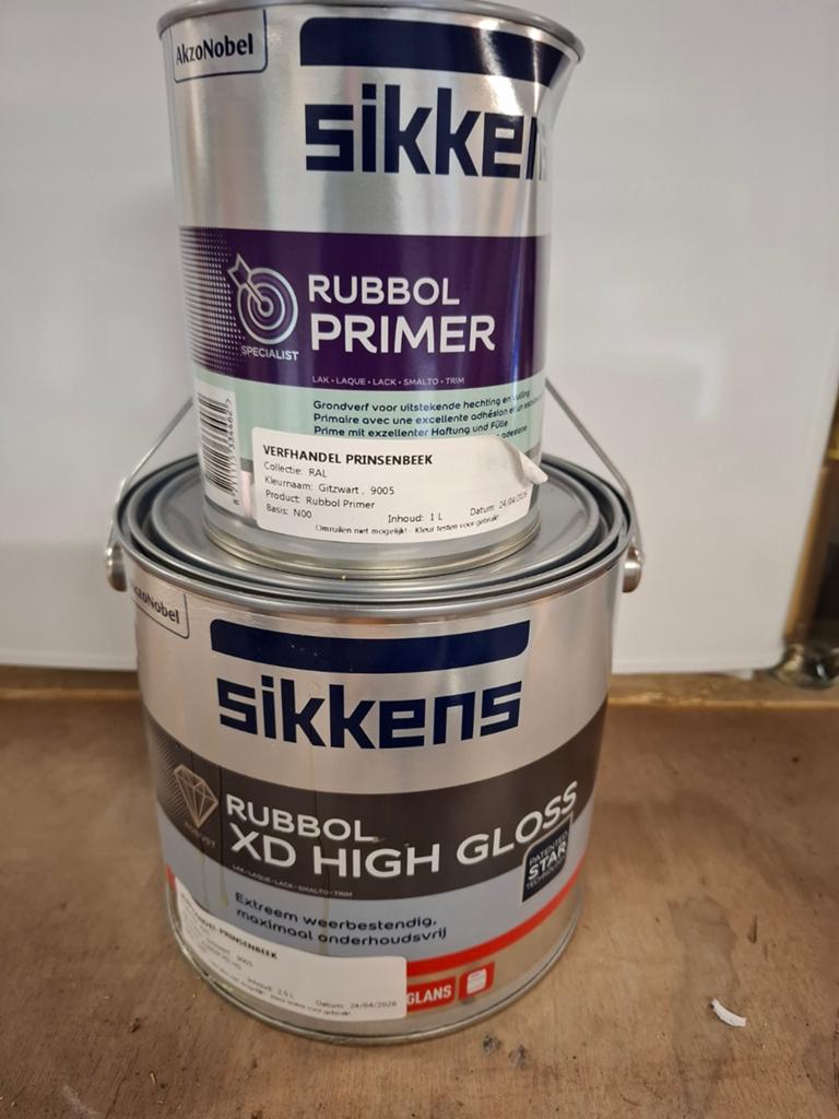 Sikkens zwart high gloss 9005 ook primer, Doe-het-zelf en Verbouw, Ophalen of Verzenden, Nieuw, Zwart