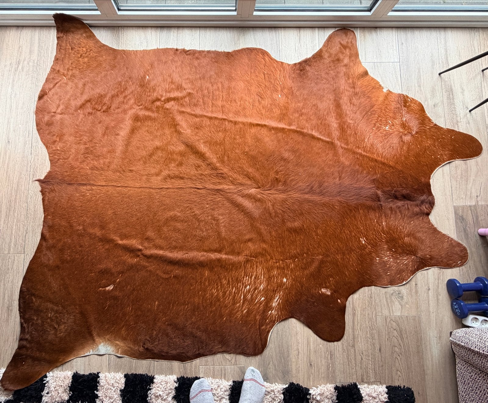 Prachtig bruin koeienhuid vloerkleed, Huis en Inrichting, Bruin, 150 tot 200 cm, Ophalen of Verzenden, Zo goed als nieuw