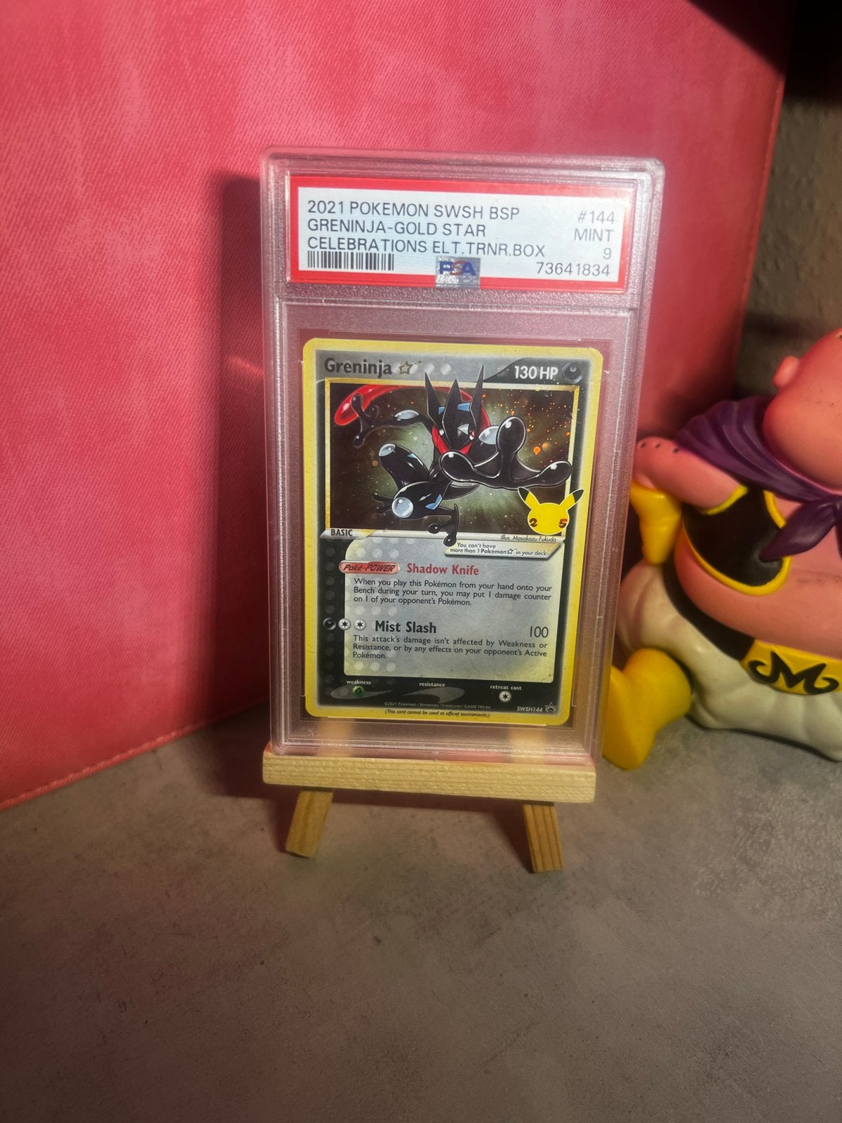 PSA 9 Greninja Gold Star Celebrations Pokémon Kaart, Ophalen, Zo goed als nieuw, Losse kaart