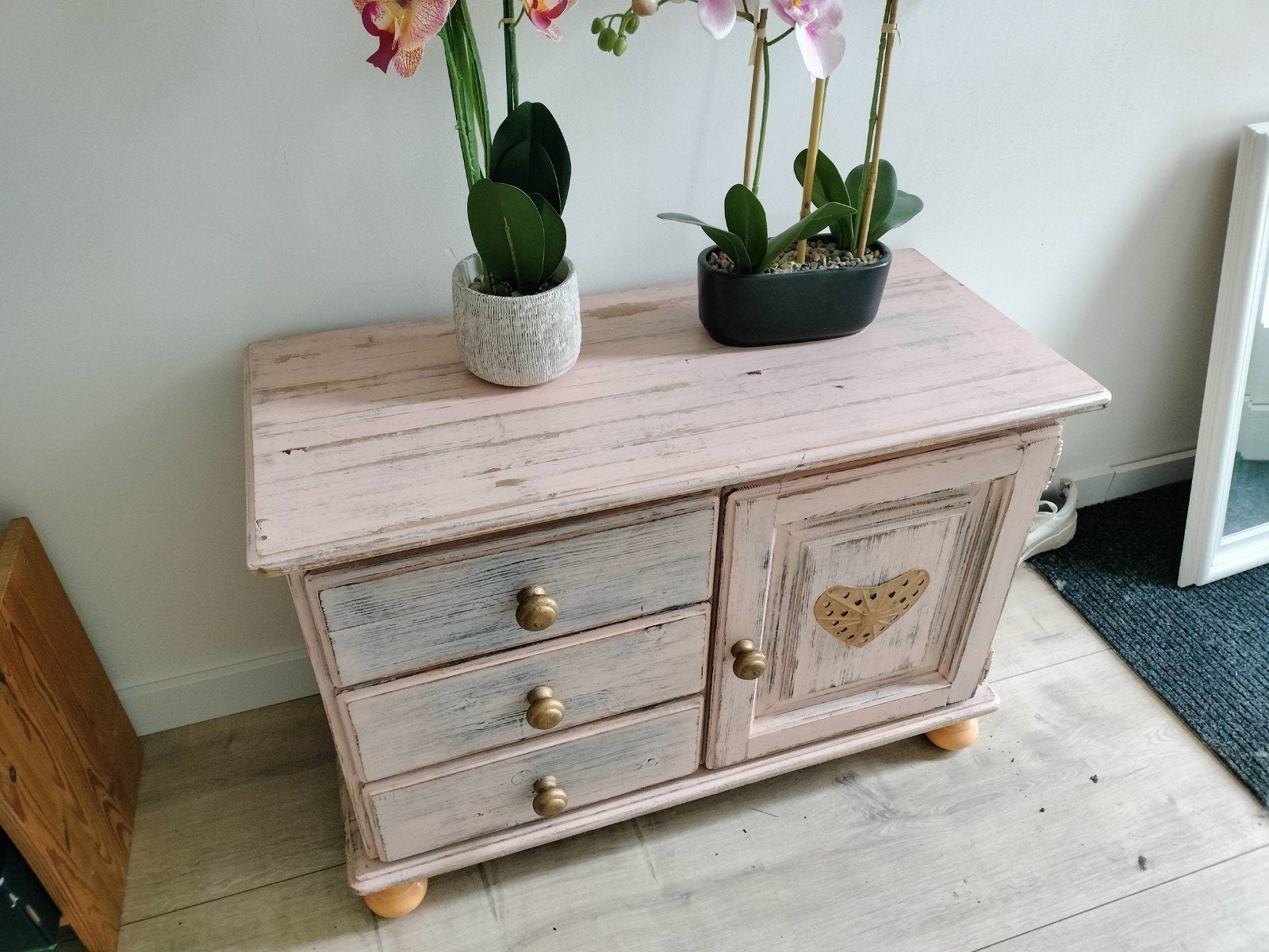 Vintage Roze Commode/Kastje met Lades en Deurtje, Ophalen