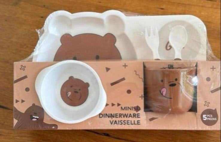 Miniso We Bare Bears 5-delig kinder servies set, Kunststof, Overige merken, Nieuw, Ophalen of Verzenden