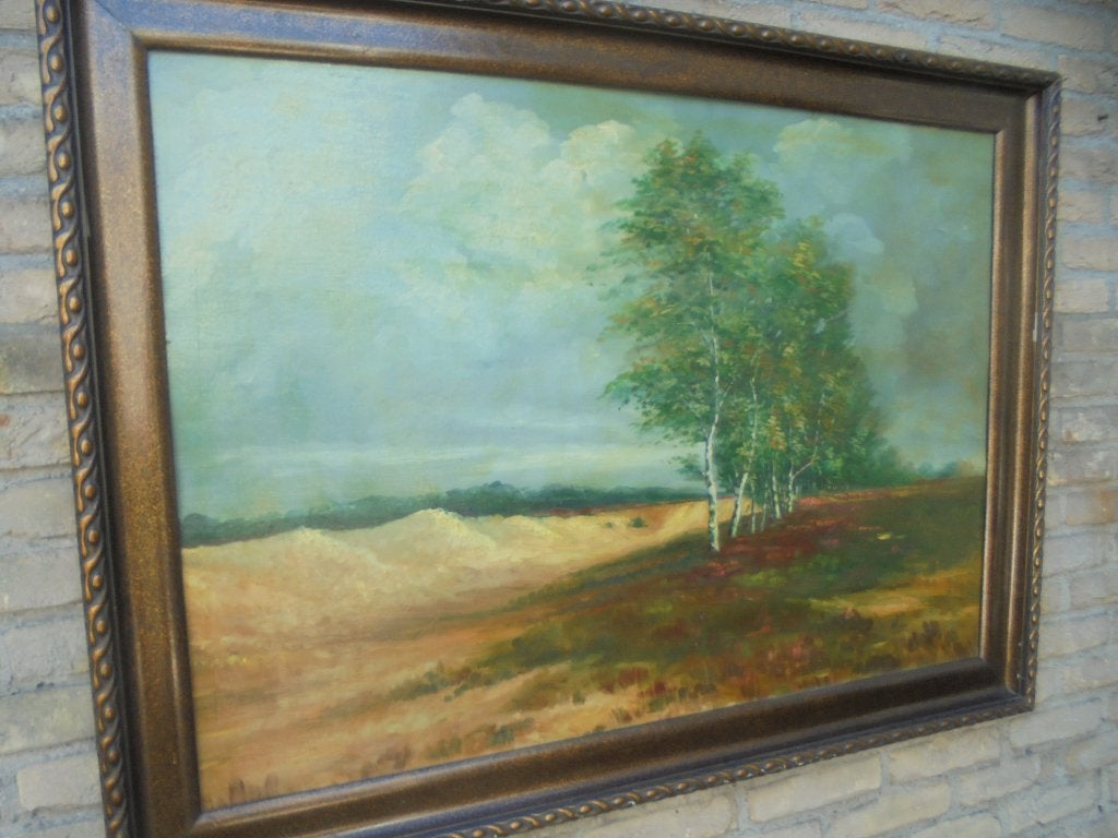 Antiek Schilderij olieverf Landschap gesigneerd uit 1933, Ophalen, Acrylverf, Doek, Landschap