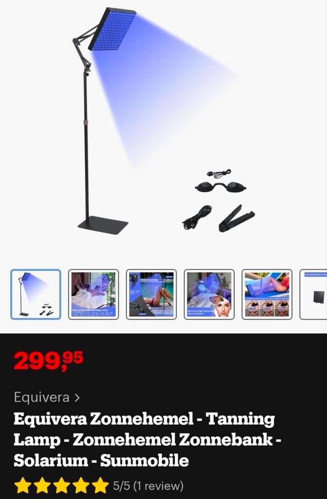 Equivera Zonnehemel - Tanning Lamp - Zonnebank - Solarium, Ophalen of Verzenden, Zonnebank enkelzijdig, Minder dan 10 lampen
