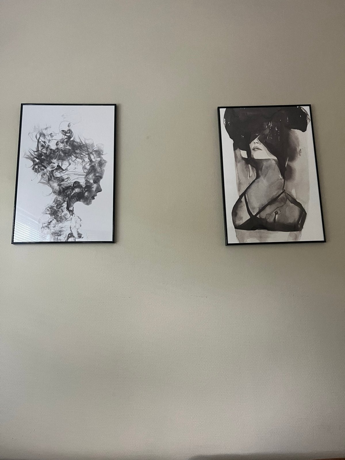 Set van 2 moderne zwart-wit muurdecoraties, Ophalen, Schilderij, Zo goed als nieuw, Ingelijst