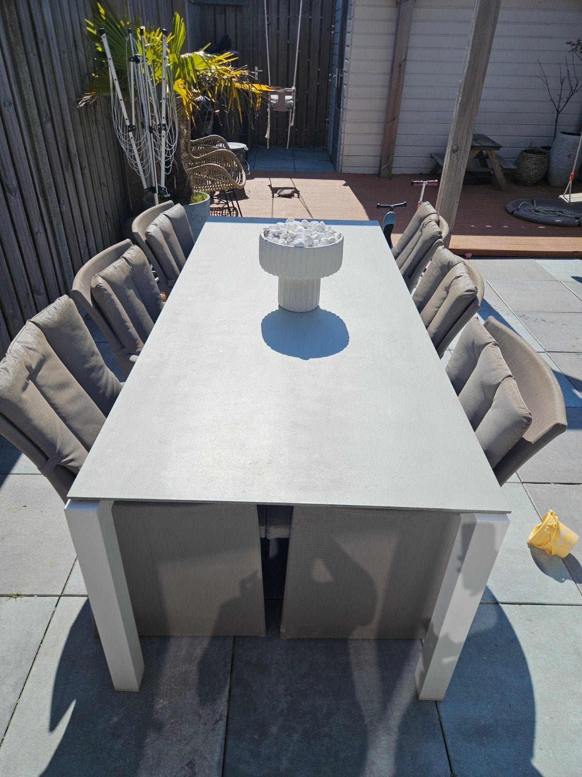 Tuinset met 6 stoelen en tafel, Overige materialen, Gebruikt, Ophalen of Verzenden, 8 zitplaatsen