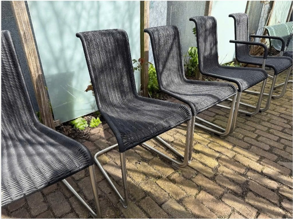 4x Tecta B20 stoelen en 2x D20 mooie staat, Zwart, Zo goed als nieuw, Metaal, Vier
