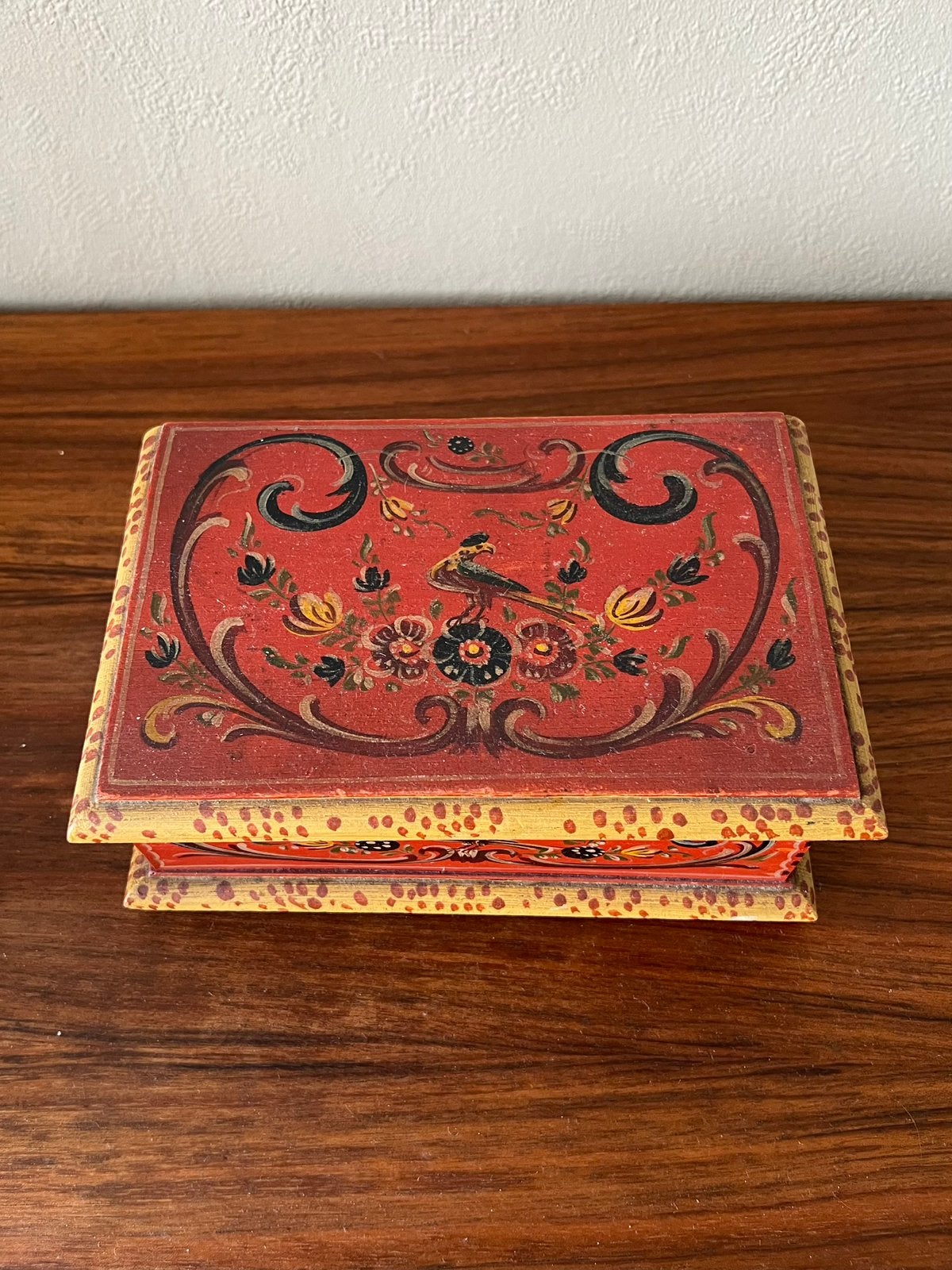 Houten kistje handbeschilderd Friese Hindeloopen vintage, Ophalen of Verzenden