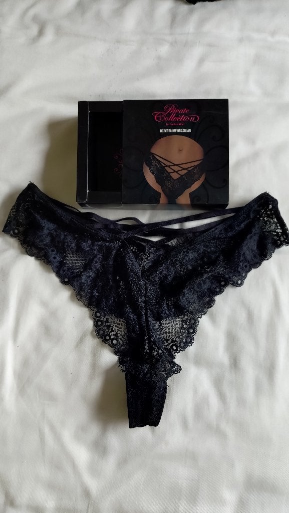 Hunkemoller Private Collection kanten string maat M, Hunkemöller, Verzenden, Zwart, String