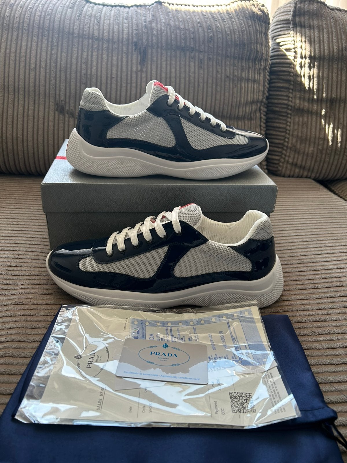 Prada cups blue maat 44, Ophalen, Nieuw, Blauw