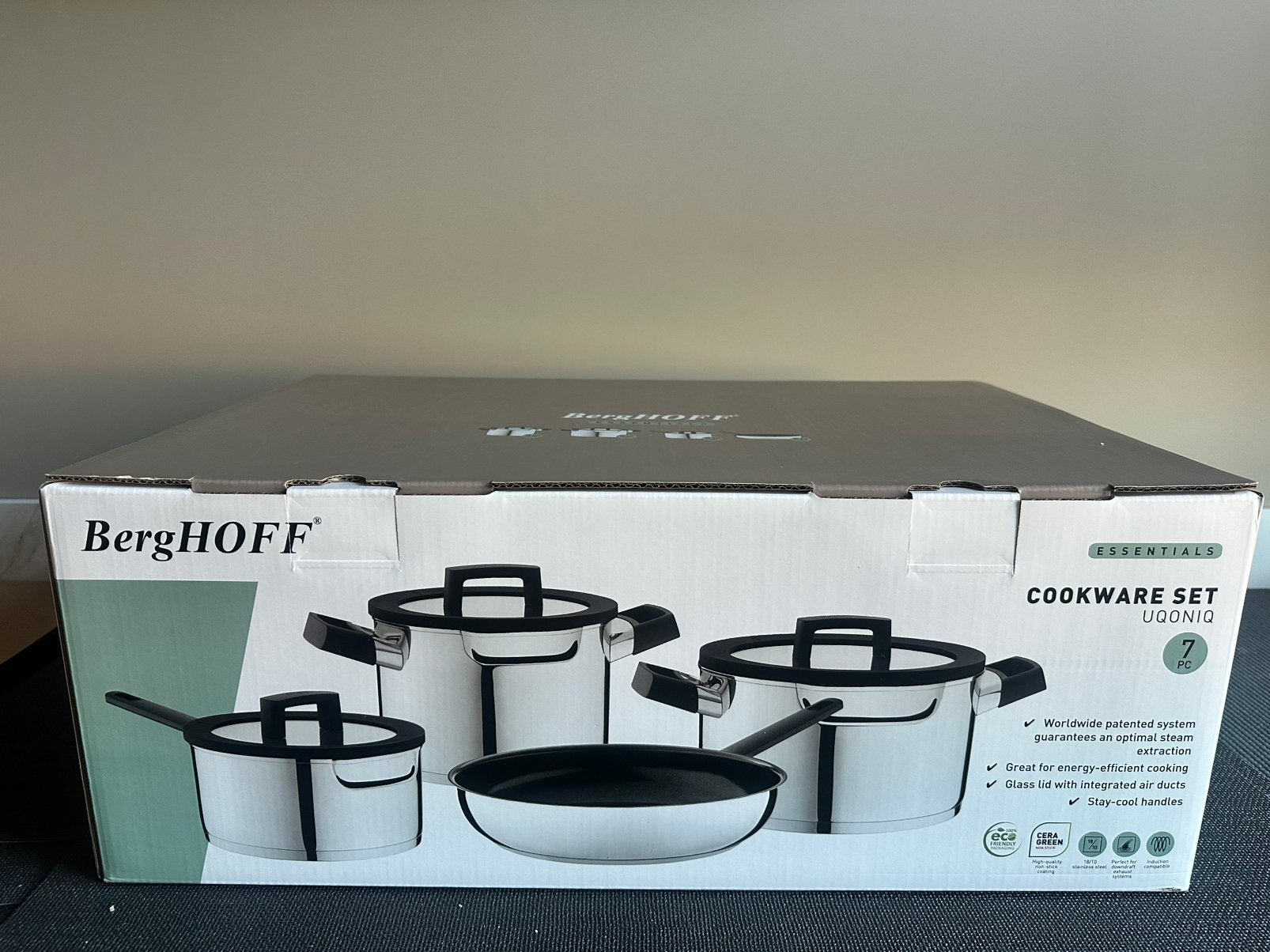 Nieuwe BergHOFF UQONIQ 7-delige pannenset | Ongeopend, Ophalen of Verzenden, Zo goed als nieuw, Rvs, Pannenset