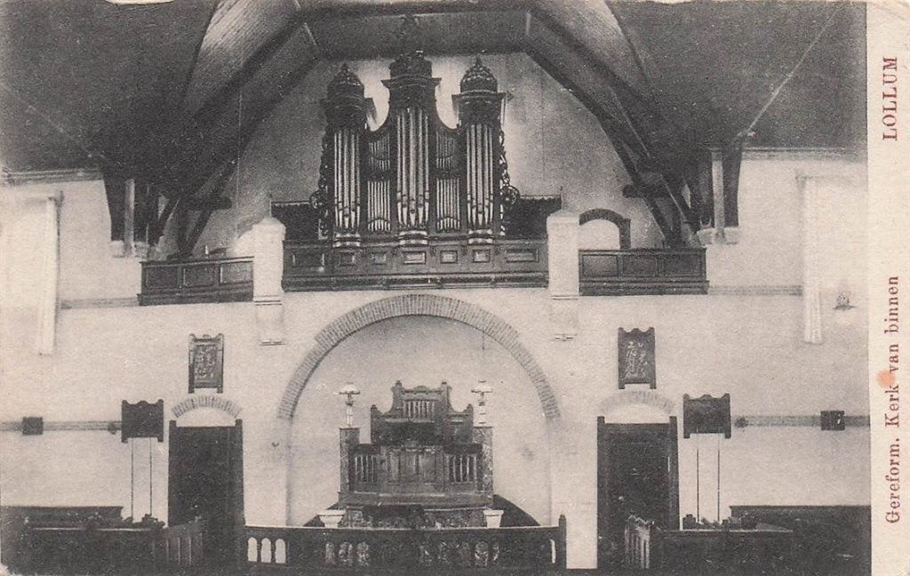 703-359-007 Gereform Kerk van binnen Lollum, Verzenden, Voor 1920, Friesland